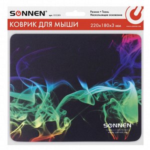Коврик для мыши SONNEN "SMOKE", резина+ткань, 220х180х3 мм, 513289