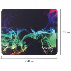 Коврик для мыши SONNEN "SMOKE", резина+ткань, 220х180х3 мм, 513289