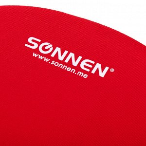Коврик для мыши с подушкой под запястье SONNEN, полиуретан+лайкра, 250х220х20мм, красный, 513301