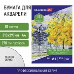 Папка (бумага) для акварели А4, 10л., 270 г/м2, мелкое зерно, BRAUBERG ART CLASSIC, Осенняя аллея, 114397