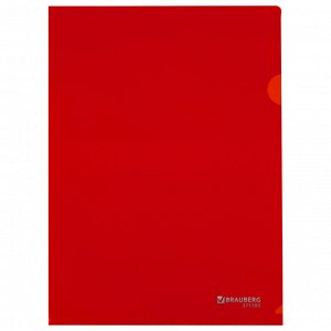 Папка-уголок жесткая А4 красная 0,15мм, BRAUBERG EXTRA, 271703