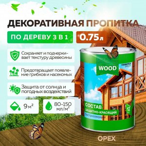 Состав защитно-красящий для древесины быстросохнущий 0.75 л. FARBITEX PROFI WOOD