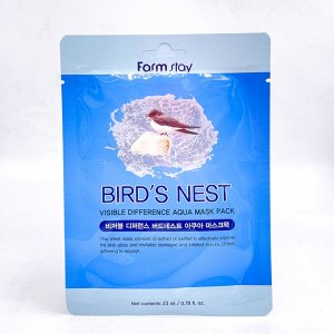 FarmStay Тканевая маска с экстрактом ласточкиного гнезда FarmStay Visible Difference Bird's Nest Aqua Mask Pack,  23 мл.