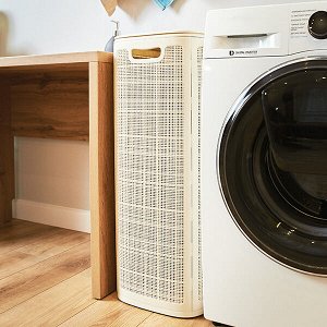 Новый бренд Корзина для белья плетёная «Лён» 100л (430×321×800мм),сборная, СЛОНОВАЯ КОСТЬ