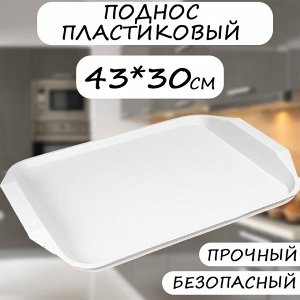 Поднос, прямоугольный, пластик, мрамор, 10 х 430 х 300 мм