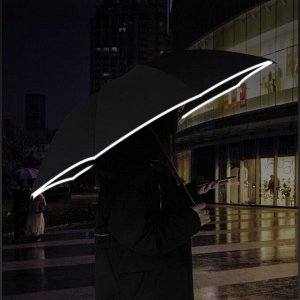 Зонт обратного сложения светоотражающий с фонариком