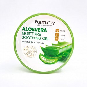 FarmStay Гель для лица и тела увлажняющий  и смягчающий с алоэ вера, Moisture Soothing Gel Aloevera 100%, 300мл