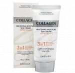 Enough Солнцезащитный крем отбеливающий с коллагеном Collagen 3In1 Whitening Moisture Sun Сream SPF50+/PA++++, 50 гр
