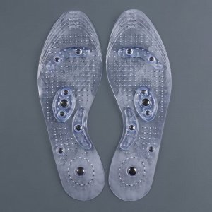 Стельки для обуви, универсальные, с магнитами, массажные, дышащие, силиконовые, 35-40 р-р, 26 см, пара, цвет прозрачный
