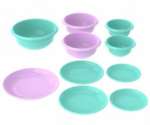 Набор мисок с тарелками-крышками №2 (10 предметов) (уцененный товар)