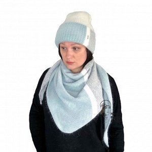 КИМБЕРЛИ к-т шапка, бактус женские, -73-06 белый/мята/серый