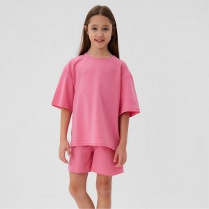 Костюм детский (футболка, шорты) MINAKU: Casual Collection цвет розовый, рост