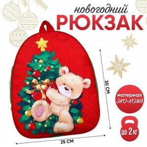 Рюкзак детский "Медвежонок с ёлкой", 30*25 см