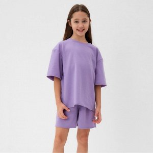 Костюм детский (футболка, шорты) MINAKU: Casual Collection цвет лиловый, рост