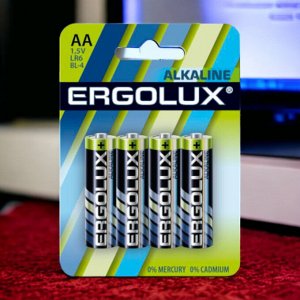 Батарейки Ergolux  LR6 Alkaline BL-4 (LR6 BL-4, батарейка,1.5В) (40) (цена за 4 шт.)