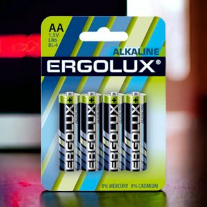 Батарейки Ergolux  LR6 Alkaline BL-4 (LR6 BL-4, батарейка,1.5В) (40) (цена за 4 шт.)