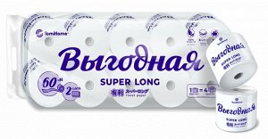 Бумага туалетная TomiHome «Выгодная Super Long» 2 слоя, 60 метров, 10 р/упак