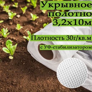 Укрывное полотно Спанбонд Белый СУФ30 габариты 3,2м*10м