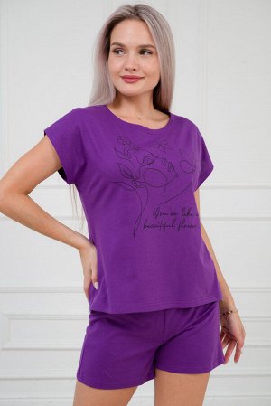 Пижама из кулирки женская Ника фиолетовый