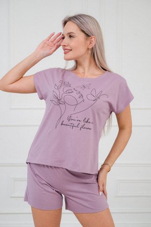 Пижама из кулирки женская Ника лиловый