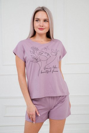 Пижама из кулирки женская Ника лиловый