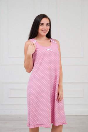 Ночная сорочка из кулирки Василиса горох на лиловом