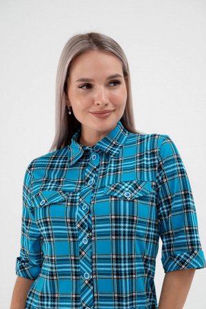 Туника женская из кулирки Ария васильковая клетка