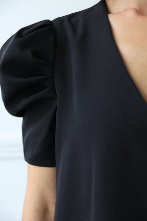 looklikecat Платье с рукавами-буфами, цвет черный