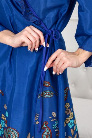 Халат женский из шелка Византия васильковый
