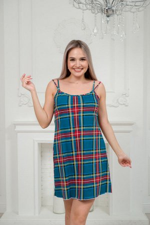 Ночная сорочка из кулирки Оливия зеленая клетка