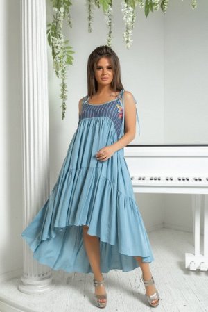 Платье Ткань: штапель + вышитый джинс 
Длина платья: 95/145 см.