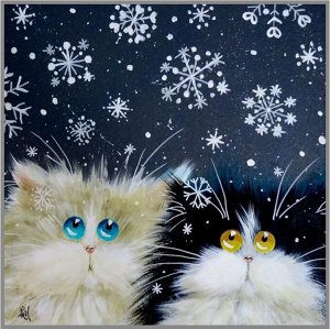 Алмазная мозаика Забавные коты 20x20см, 23 цветов