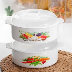 Кастрюля для СВЧ, 2,1 л, пластик, цвет ассорти