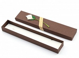 Коробочка подарочная для украшений 210*40*20мм с цветком, цв.коричневый.