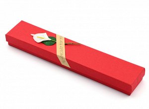 Коробочка подарочная для украшений 210*40*20мм с цветком, цв.красный.