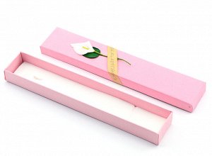 Коробочка подарочная для украшений 210*40*20мм с цветком, цв.розовый.
