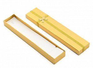 Коробочка подарочная для украшений 210*40*20мм, с бантом, цв.золотистый.