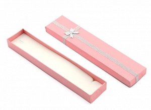 Коробочка подарочная для украшений 210*40*20мм, с бантом, цв.розовый.