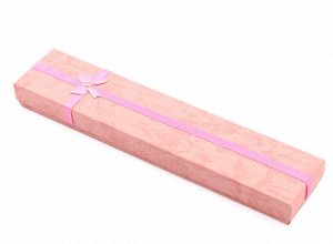 Коробочка подарочная для украшений 210*40*20мм, с бантом, цв.розовый.