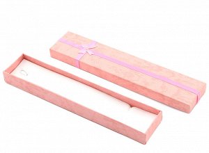 Коробочка подарочная для украшений 210*40*20мм, с бантом, цв.розовый.