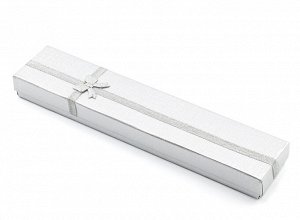 Коробочка подарочная для украшений 210*40*20мм, с бантом, цв.серебристый.