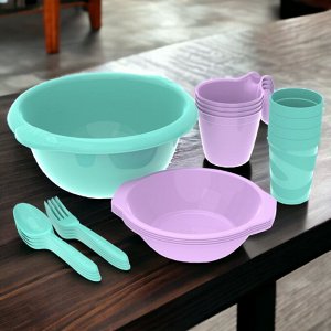Набор посуды для пикника №1 «Праздничный» (4 персоны, 21 предмет)