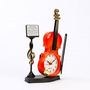Часы - будильник настольные "Скрипка с пюпитром", дискретный ход, d-6.5 см, 11.6 х 21 см, АА