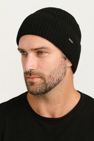 Мужская шапка с отворотом Топ402 черный