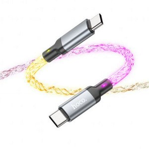 Зарядный кабель HOCO Type-C на Type-C U112 Shine 60W 3A RGB Подсветка и быстрая зарядка