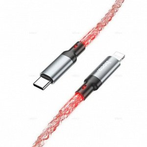 Зарядный кабель HOCO Type-C на Apple Lightning U112 Shine 20W 3A RGB Подсветка и быстрая зарядка