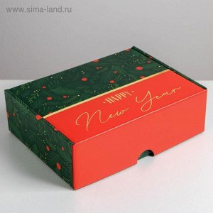 Подарочная складная коробка «С новым годом» 30,7 × 22 × 9,5 см