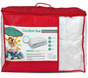 Одеяло Comfort Line Antistress зимнее, эффект пич-скин, ткань с карбоновой нитью, 2х спальное, белое в клетку
