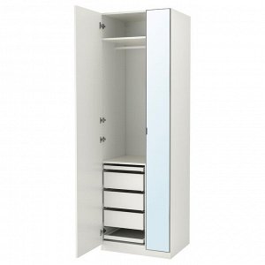 PAX / FORSAND /?HEIM, комбинированный шкаф, белый / зеркальное стекло, 75x60x236 см