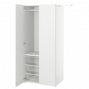 PLATSA, шкаф-купе с 2 дверцами, белый/Fonnes white, 110-127x57x181 см
